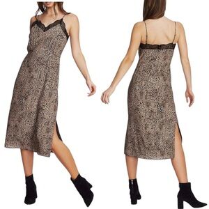 1. STATE Leopard Print Lace‎ Slip Style Party 90's Edgy Lingerie Midi Dress 8